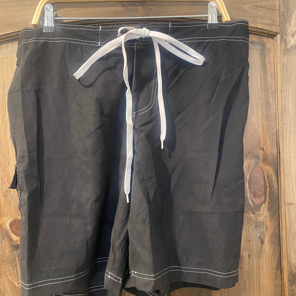 Black Swim Coverup with Relaxed Fit and Contrast Stitching
